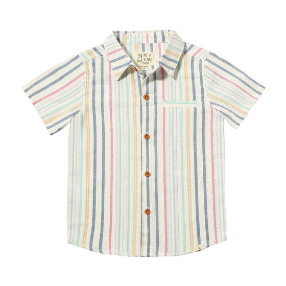 Mens Newport Woven Shirt blue/pink/white stripe