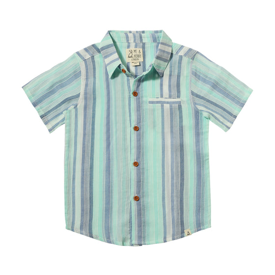 Mens Newport Woven Shirt blue/seafoam stripe