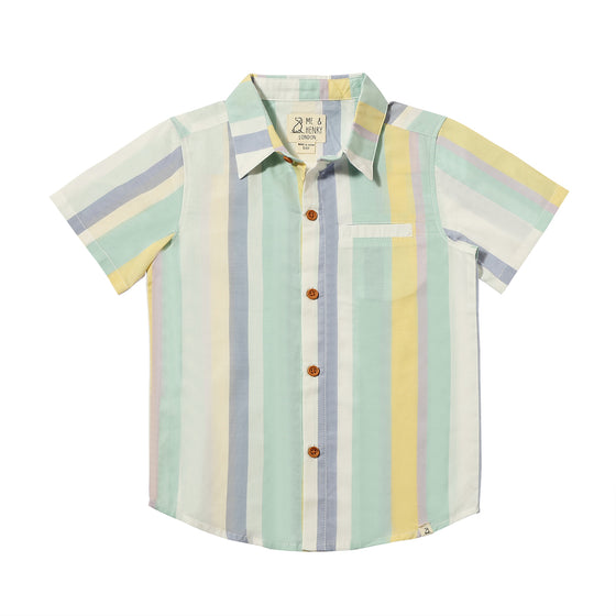 Mens Newport Woven Shirt blue/yellow/white stripe