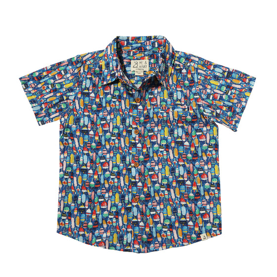 Mens Maui Woven Print Shirt blue buoy print