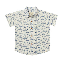  Mens Maui Woven Print Shirt white boats print