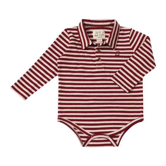 SEYMOUR Burgundy/Cream Striped Polo Onesie