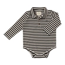  SEYMOUR Black/Cream Striped Polo Onesie