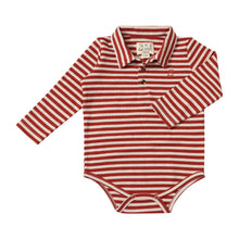  SEYMOUR Rust/Cream Striped Polo Onesie