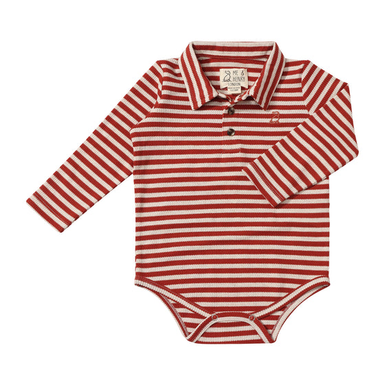 SEYMOUR Rust/Cream Striped Polo Onesie