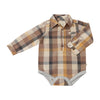 JASPER Brown Madras Woven Onesie
