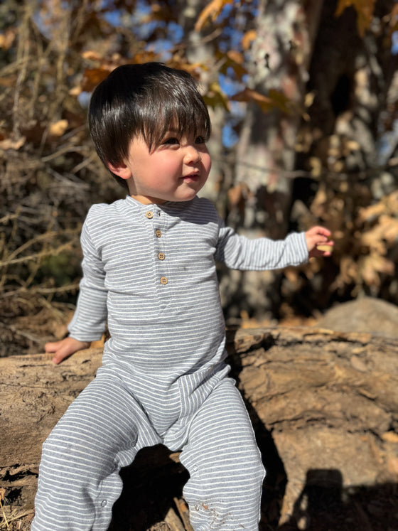 MITCH Henley Grey/White Romper