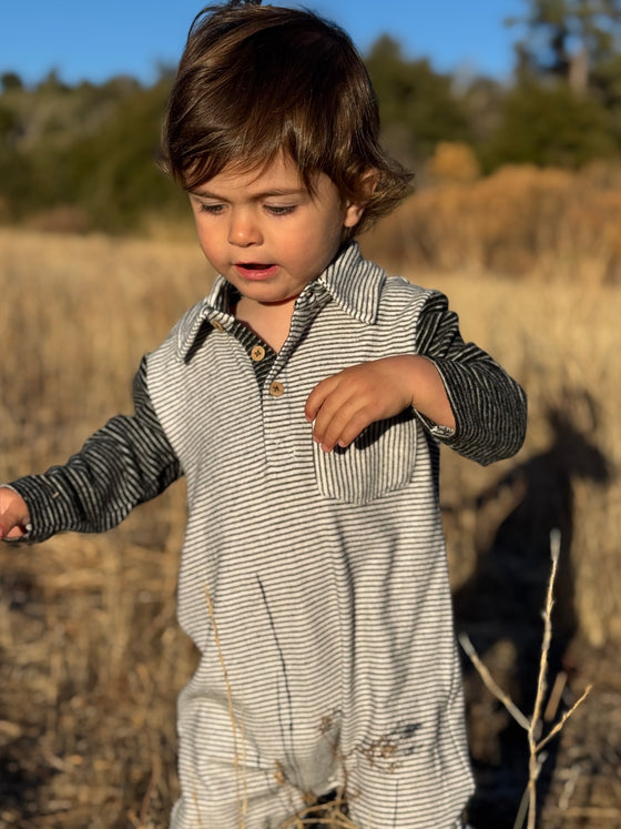 ARLINGTON White w/Black Arms Polo Romper