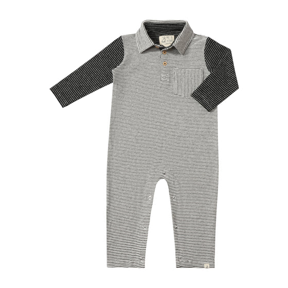 ARLINGTON White w/Black Arms Polo Romper