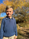 JAYDEN Blue Knitted Polo