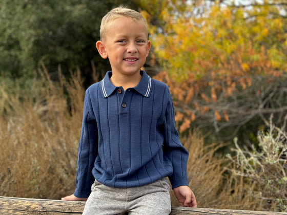 JAYDEN Blue Knitted Polo