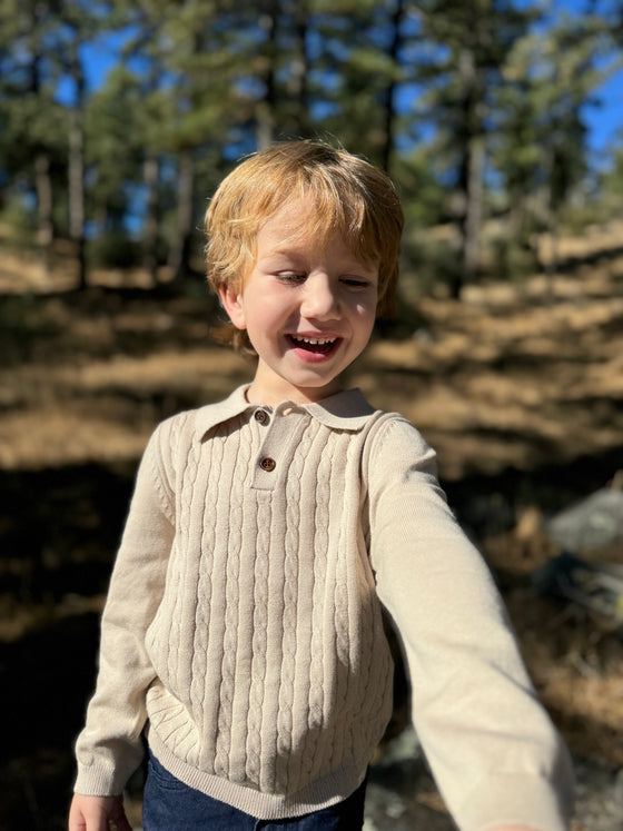 JAYDEN Beige Knitted Polo