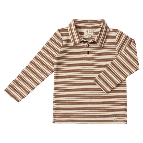 MIDWAY Brown/Beige Textured Stripe Polo