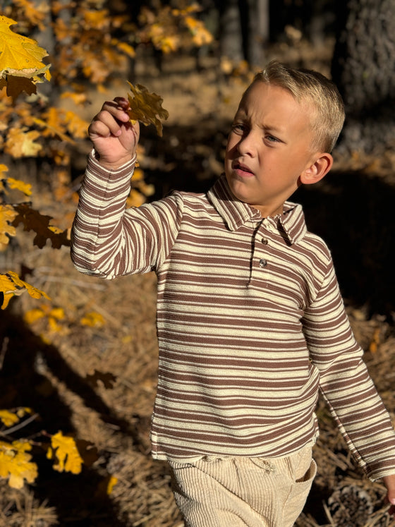 MIDWAY Brown/Beige Textured Stripe Polo