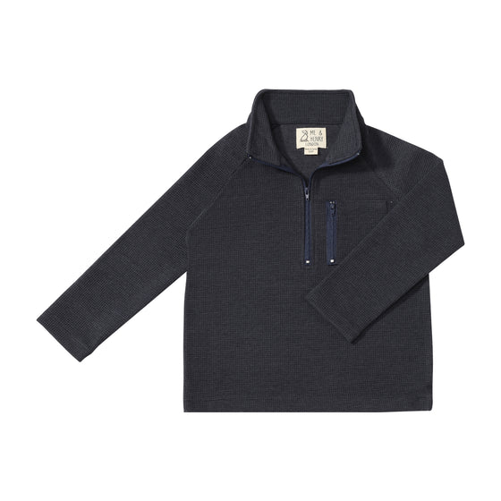 PICKET Navy Waffle Zip up top