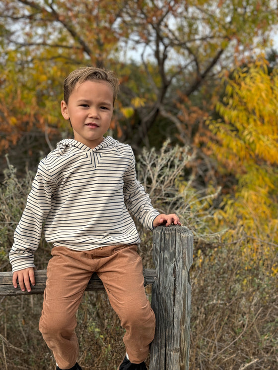 ROGER Cream/Navy Hooded Top