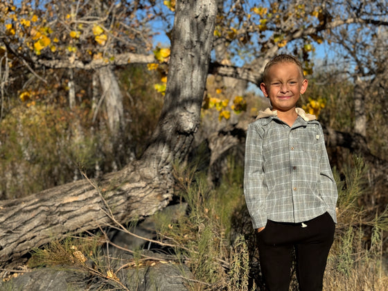 ERIN Grey Plaid Hooded Woven Shirt