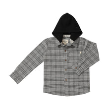  ERIN BLACK Plaid Hooded Woven Shirt