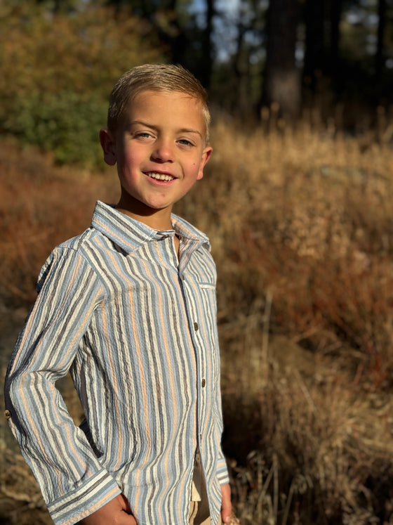 ATWOOD Blue/Peach Stripe Woven Shirt