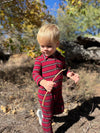 KINGSTON Burgundy/Black Stripe Polo Romper
