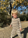KINGSTON Beige/Grey Stripe Polo Romper