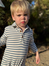Snuggle China/white stripe cosy fabric Polo Romper