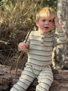 MASON Sage/Cream Ribbed Henley Romper