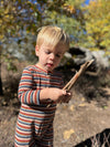 MASON Pumpkin/Red multi stripe Henley Romper