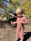 MASON Rust pique Ribbed Henley Romper