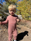 MASON Rust pique Ribbed Henley Romper
