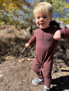 ESTILL Brown/Navy Stripe Henley Romper