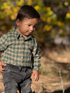 JASPER Green/Yellow Washed Plaid Woven Onesie