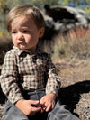 JASPER Sage/Rust Stitch Plaid Woven Onesie