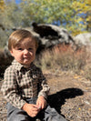 JASPER Sage/Rust Stitch Plaid Woven Onesie