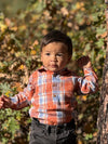 JASPER Rust/Blue Washed plaid Woven Onesie