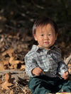 JASPER Grey/Green Patchwork plaid Woven Onesie