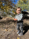 JASPER Grey/Green Patchwork plaid Woven Onesie