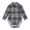 JASPER Beige/Blue brushed cotton plaid Woven Onesie