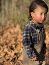 JASPER Beige/Blue brushed cotton plaid Woven Onesie