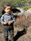 JASPER Navy Chambray Woven Onesie