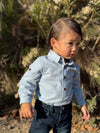 JASPER Pale Blue Chambray Woven Onesie