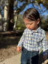JASPER Blue/White plaid Woven Onesie
