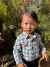 JASPER Blue/White plaid Woven Onesie