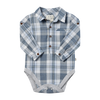 JASPER Blue/White Denim plaid Woven Onesie