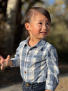 JASPER Blue/White Denim plaid Woven Onesie