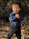 JASPER Indigo/Red plaid Woven Onesie