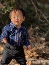 JASPER Indigo/Red plaid Woven Onesie