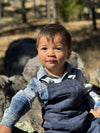 JASPER White/Denim/Red plaid Woven Onesie