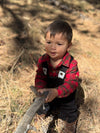 JASPER Festive Red plaid brushed cotton Woven Onesie