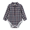 JASPER navy/red seersucker plaid Woven Onesie